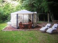 A view of the caravan at Joy Lake carp lake in France.