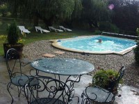 Lake House swimming pool at Mas Bas Main Lake carp lake in France.