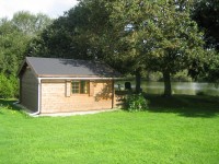 The lakeside chalet at Lac du Val carp lake in France.