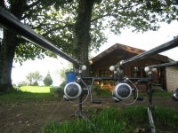 The lakeside chalet at Lac du Val carp lake in France.