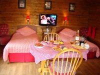 The lakeside chalet at Lac du Val carp lake in France.