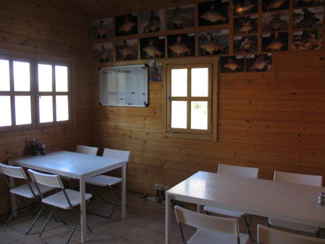 Indoor dining area at Molyneux carp lake