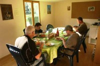 Meals are served inside the facilities at Genets carp lake in France.