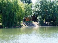 Looking towards the Cabin at Molyneux carp lake in France. 