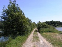 The track which separates the Large & Small lakes at Roseau Large Lake carp lake in France. 