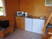 Kitchen area of cabin
