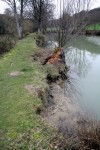 The damaged bank breaks off