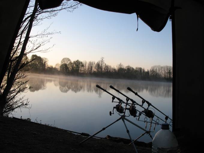 View from the Bivvy on a French Carp Lake