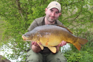 Angling Lines Field Tester Mike Linstead with a Mirror Carp from La Fonte, France