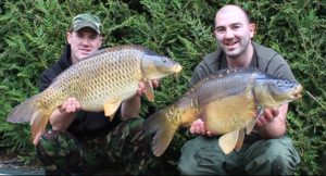 Angling Lines Field Testers Mike and Matt Linstead with a brace of carp from La Fonte in France