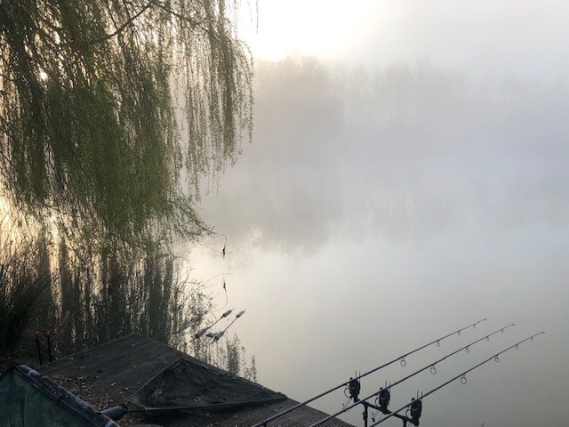 A misty spring morning on Molyneux carp lake