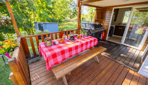 Cerises, Carp Lake Close to Calais, Decked Terrace Area