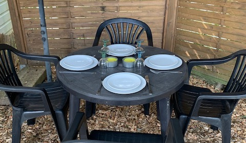 Eau De Vie North, Exclusive Carp Fishing Holiday in France, Patio Area
