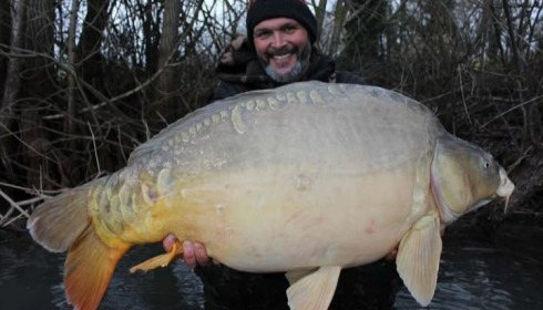 A 55 lb carp from Fullys Lake, Romeo, Jan 2026