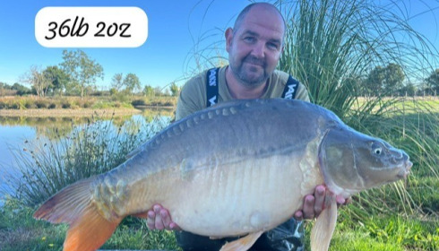 A 36 lb 2 oz carp from Heart Lake, Sep 2026