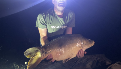 A 30 lb carp from Mystique, Night time was the best, Aug 2026