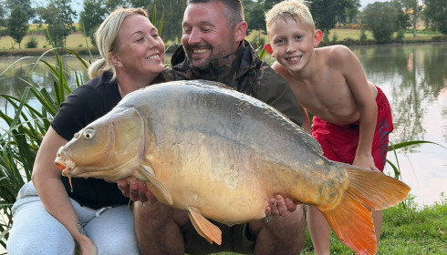 A 43 lb carp from Mystique, Aug 2026