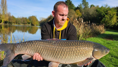 A 24 lb grass carp from Linstant, Jan 2025