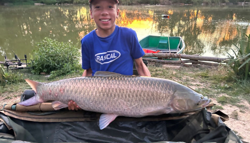 A 35 lb grass carp from Lakeview, James and family, Aug 2025