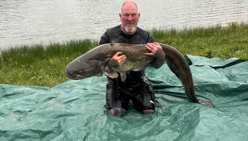 A 76 lb catfish from Beaurepaire, Double tigernut with popup corn, Jun 2026