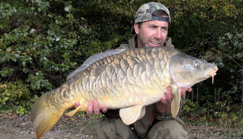 A 27 lb 6 oz carp from Brocard Large, Nice scally, Oct 2026