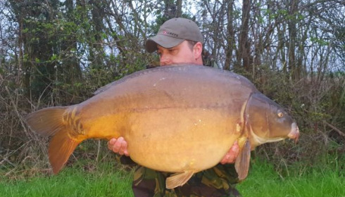A 39 lb 8 oz carp from Blue Lake, Danny Tofton, Mar 2020
