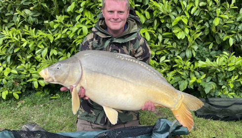 A 45 lb carp from Lillybelle, Open water capture, May 2026