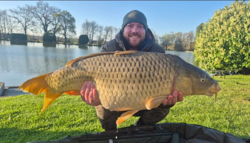 A 40 lb 8 oz carp from Landes, Biggest common., Mar 2026