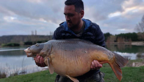 A 53 lb 12 oz carp from Deux Iles, Feb 2024