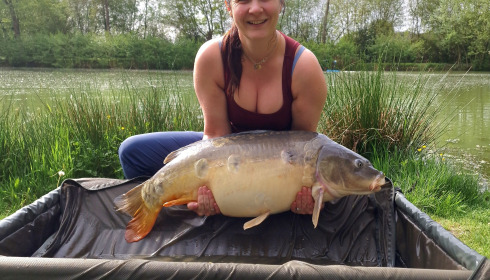 A 38 lb 6 oz carp from Eau De Vie South, Katie Money, Apr 2023