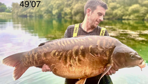 A 49 lb 7 oz carp from Evaro, Jul 2024