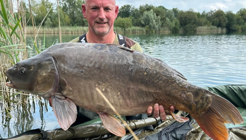 A 32 lb fish from Golden Carp Lake, Mirror Carp, Aug 2024