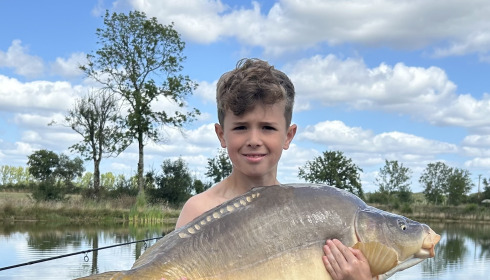 A fish from Heart Lake, Ollys first and biggest fish 37.5lbs, Sep 2024