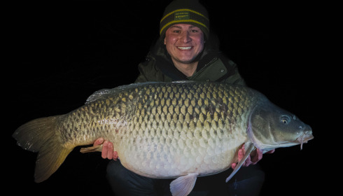 A 49 lb carp from Sky Lake, Ashley Day, Feb 2024