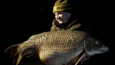 A 49 lb carp from Sky Lake, Ashley Day, Feb 2024