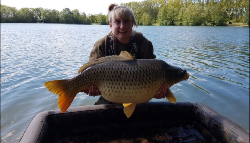 A 38 lb carp from Blue Lake, Cheryl Harris, May 2019