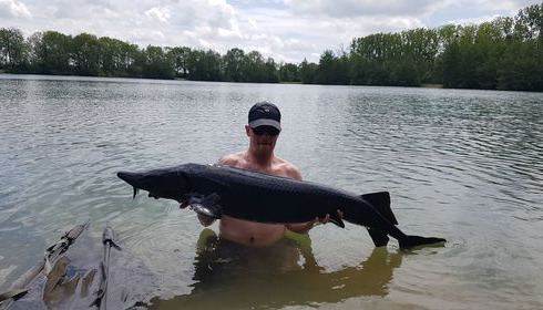 A 59 lb sturgeon from Blue Lake, Kane, May 2022