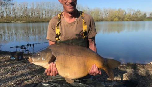 A 38 lb 1 oz carp from Blue Lake, Marc Bailey, Mar 2019