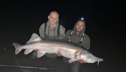 A fish from Blue Lake, 108lb sturgeon, Oct 2021