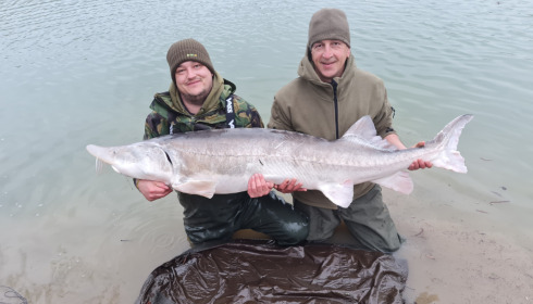 A 98 lb sturgeon from Blue Lake, Daniel Tofton, Mar 2022