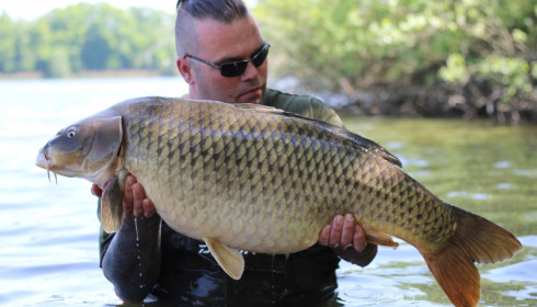 A 33 lb 8 oz carp from Brocard Large, Stewart Cliff, May 2018