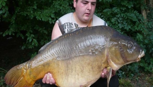 A 42 lb 7 oz carp from Brocard Large, May 2013