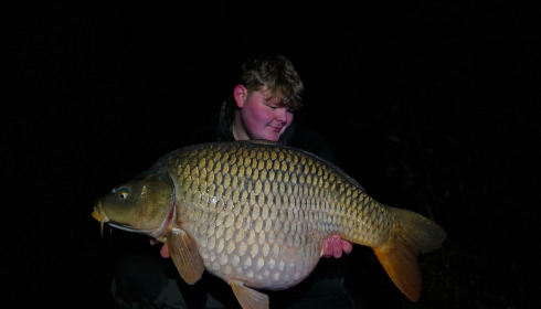 A 38 lb 8 oz carp from Deux Iles, Alfie Rock, Feb 2023