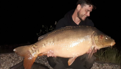 A 41 lb 12 oz carp from Deux Iles, Jul 2019