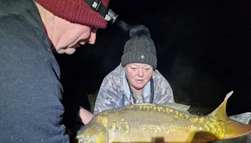 A 20 lb 5 oz carp from Deux Iles, Tracy Rock, Feb 2023