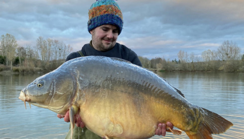 A 41 lb 8 oz carp from Deux Iles, Morgan Bacon, Dec 2021
