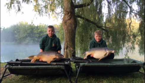 A carp from Eau De Vie South, Lewis & Charlie double hook up, May 2019