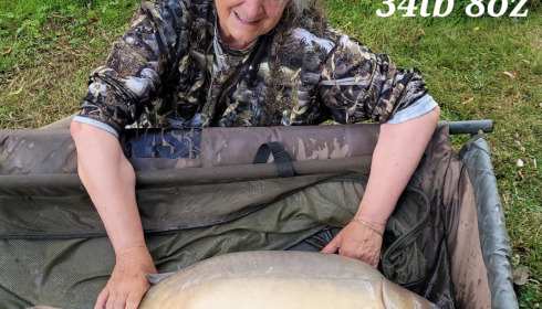 A 34 lb 8 oz fish from Eau De Vie South, Jens best, rather too big to handle., Jul 2023