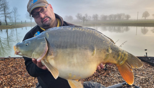 A 30 lb carp from Heart Lake, Feb 2023