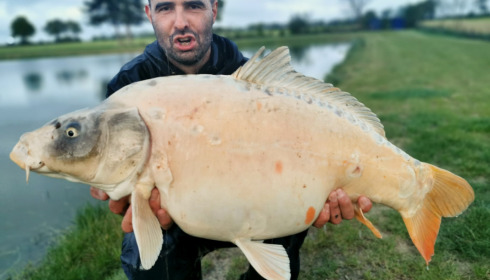A 28 lb 6 oz carp from Heart Lake, Apr 2023